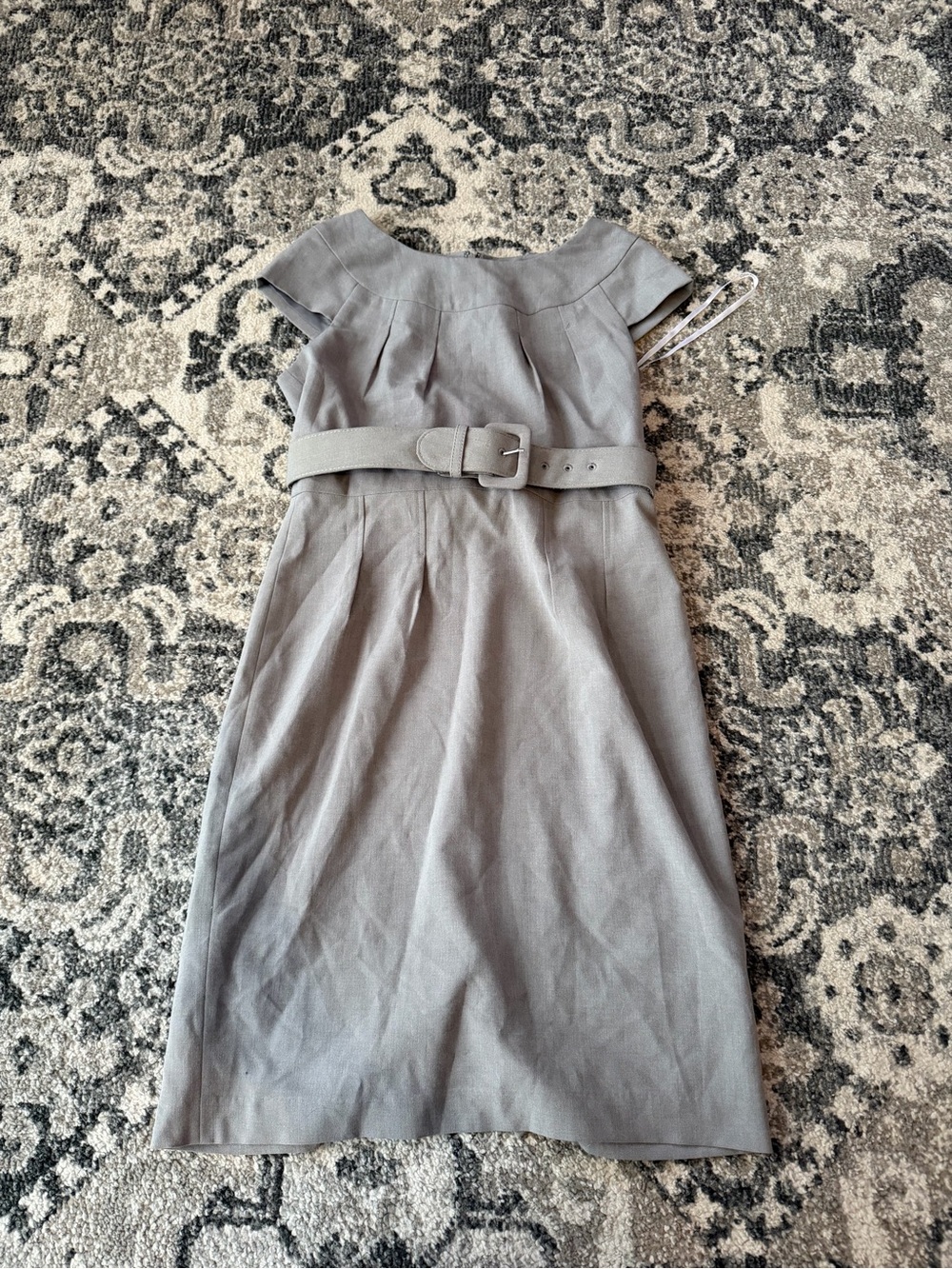 Calvin Klein Light Grey Belted Midi Dress